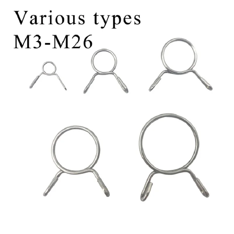 

100PCS Stainless Steel Single Wire Torsion Spring Water Clip Fastener Fuel Line Hose Clamp