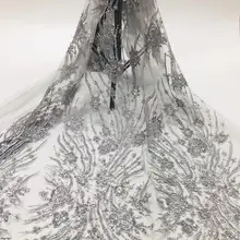 5 ярдов jhl02-2 серый цвет# ручная работа ветка бисер хорошее качество вышивка Сетка кружевная ткань для пиления br свадебное платье