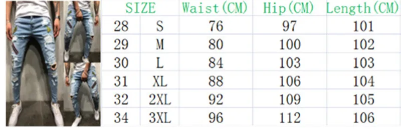 Горячая новинка, мужские эластичные рваные обтягивающие байкерские джинсы с вышивкой и принтом, джинсы с прорезями и дырками, узкие джинсы, поцарапанные джинсы высокого качества
