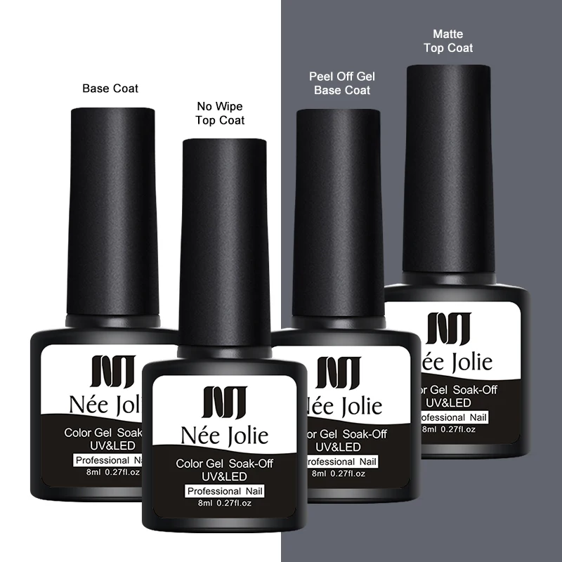 

NEE JOLIE 8ml Reinforcement Gel Nail Protector Nail Thickness Enhancer Transparent Soak Off Base Coat Top Coat Nail Art UV Gel
