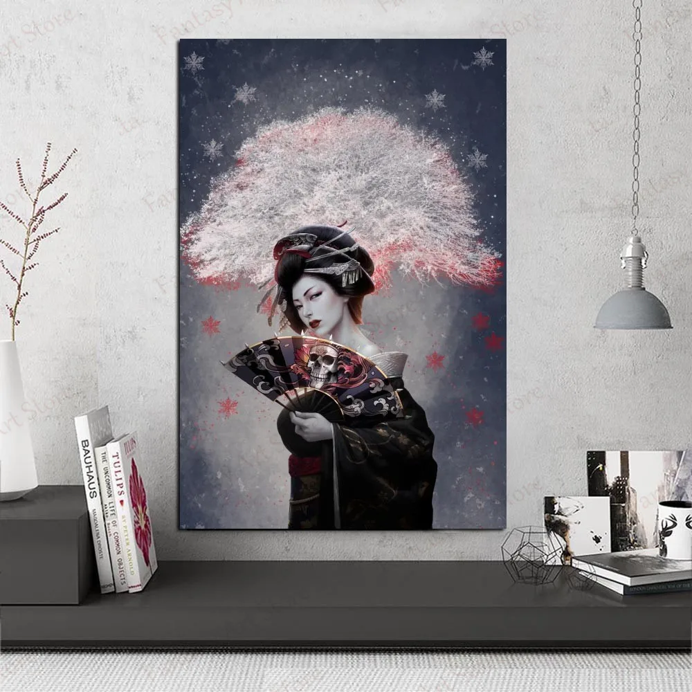 Geisha Image Snow Tree Canvas Painting Japanese Art Modern Wall Print Pop Picture and Poster Scroll Home Decor | Дом и сад