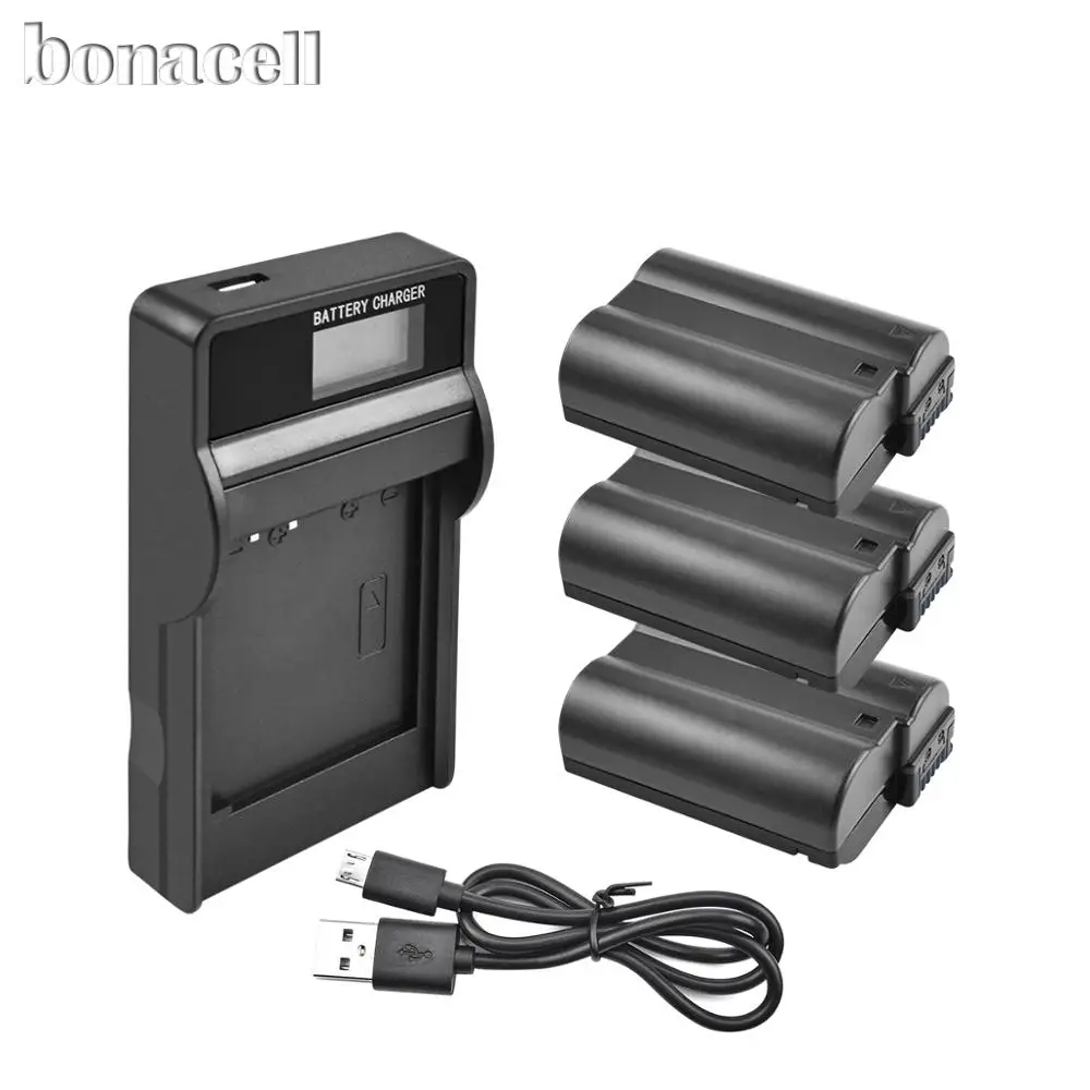 Bonacell для Nikon EN-EL15 RU EL15 2000 мА/ч, 7,0 V Батарея+ ЖК-дисплей Зарядное устройство DSLR D600 D610 D800 D800E D810 D7000 D7100 D7200 V1 L30