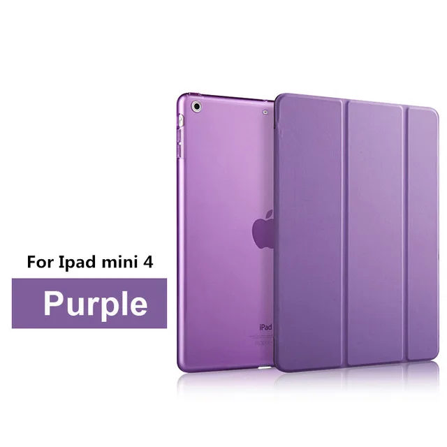 Purple for mini 4 Роскошный ультра тонкий PU кожаный флип-Стенд противоударный чехол для Apple Ipad Mini 1 2 3 4 Чехлы для I Pad Ipadmini Cuero Fundas - Цвет: Purple for mini 4