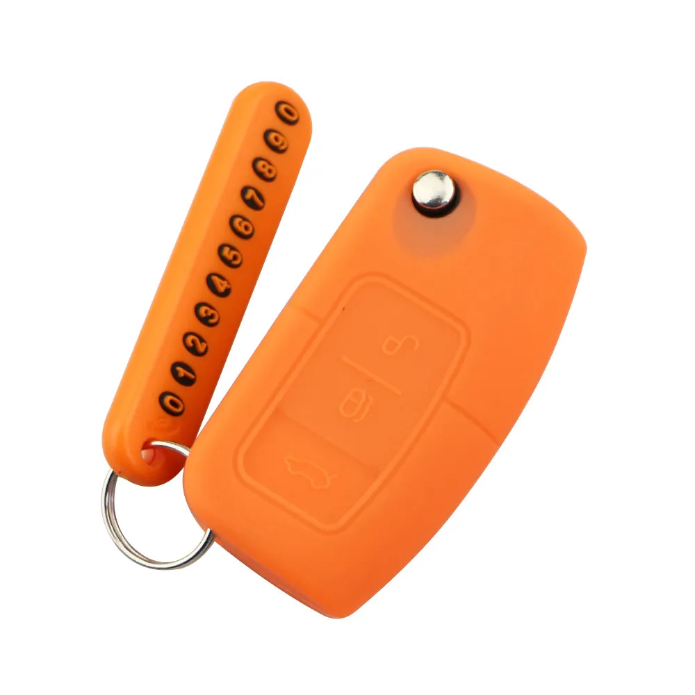 Common Orange 2 шт. силиконовый для ключа автомобиля чехол Брелок с телефонная карточка для Ford Focus 2 Fiesta Ecosport ESC аксессуары - Название цвета: Common Orange