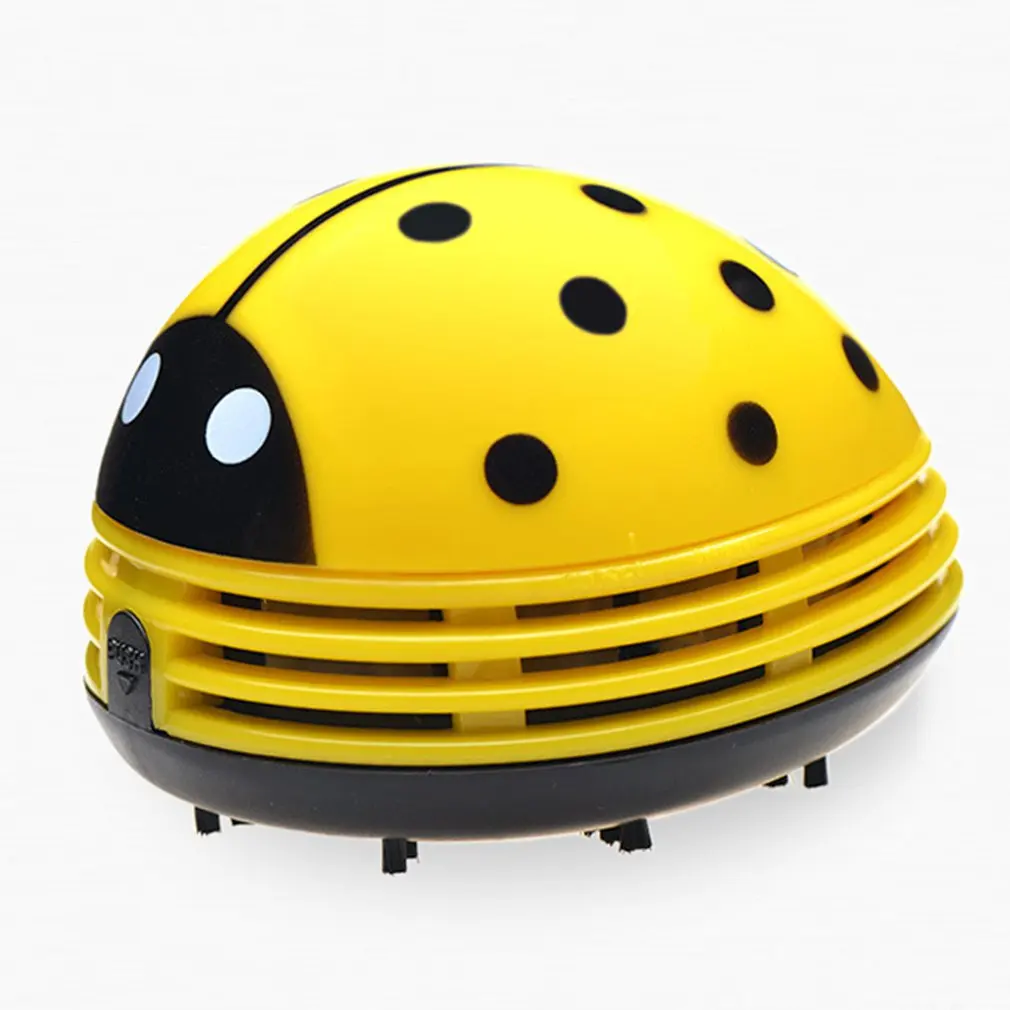 Портативный мини пылесос милый Божья коровка Stawberry мультфильм настольная клавиатура пылесос - Color: Yellow ladybug