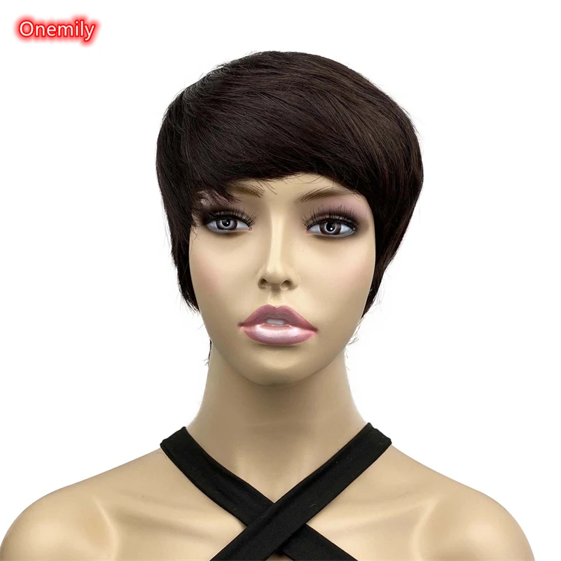 

Onemily Blonde Short Straight Bob Wig with Bangs Heat Friendly Natural Women's Daily Use Wigs