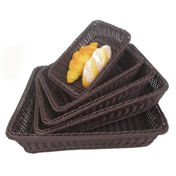 

Plastic Woven Basket Multipurpose Bread Fruit Storage Basket Supermarket Hotel Display Baskets FPing