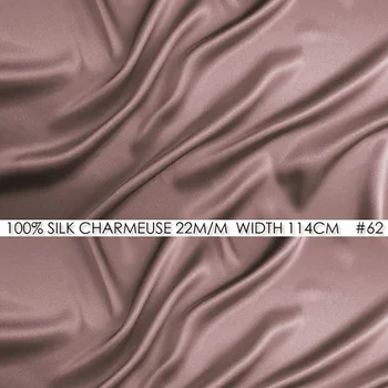 

100% SILK CHARMEUSE SATIN 114cm width 22mommes Heavy Silk Rose Color Satin Fabrics Pure Soie Plum Gray #62
