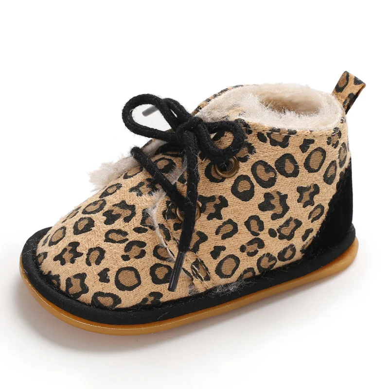Leopard Brand New Toddler Infant Newborn Baby Boy Girl Winter Fur Snow Boots Warm Shoes Booties Casual Leopard First Walkers 0-18M - Цвет: Leopard