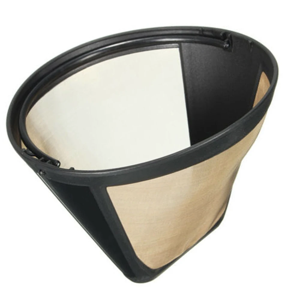 

304 Stainless Steel Coffee Filter Coffee Machine Reusable Detachable Handle For Coffee Machine A #4 10-12 Cup Cone Coffee Filter