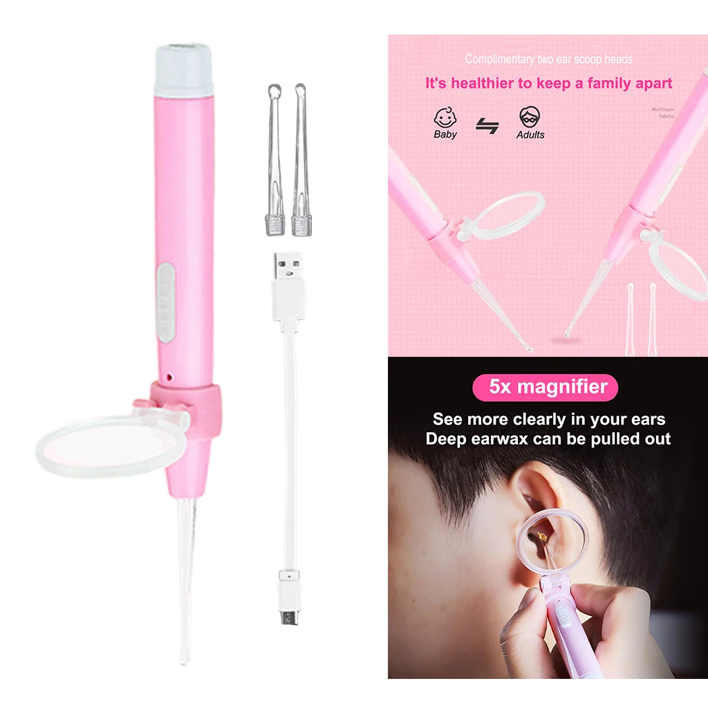 LED Ear Pick Curette Scoop Remover Nose Pick Cleaner Tools Set Ear Cleaner Earpick Easy Ear Wax Remover Ear Care Tools