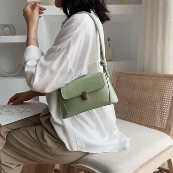 

PU Leather Women Underarm Crossbody Bag 2020 Retro Solid Color Ladies Handbags Fashion Design Girls Small Shoulder Bags Purses