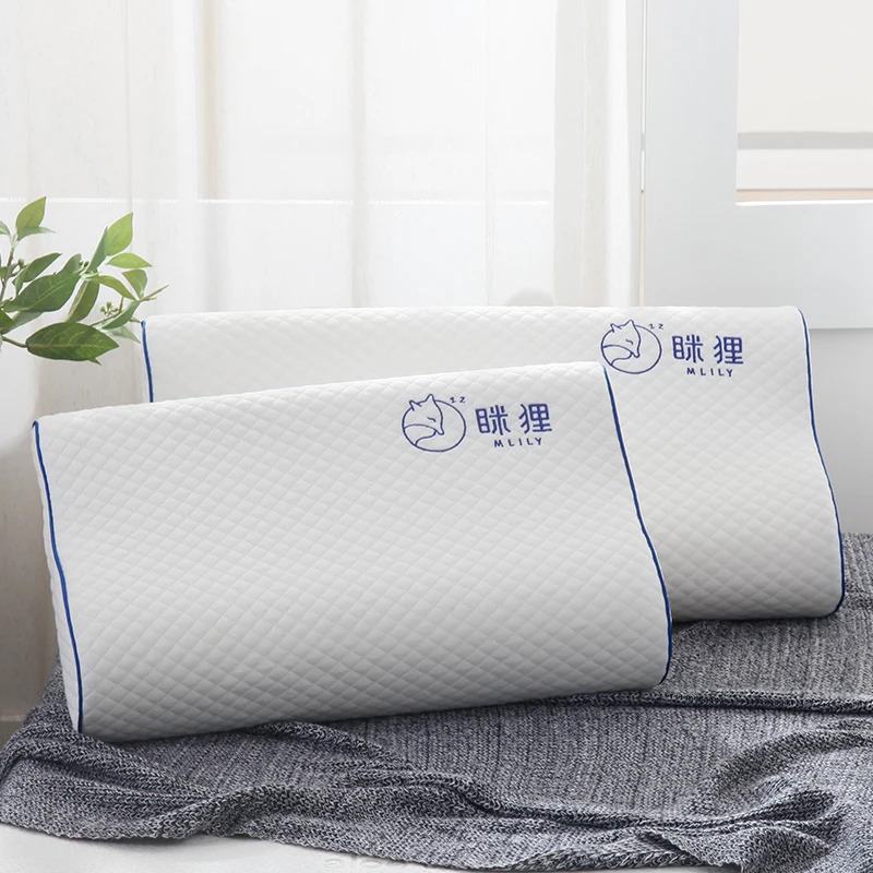 Mlily Memory Foam Bed Orthopedic Pillow for Neck Pain Sleeping with Embroidered Pillowcase 60*30cm