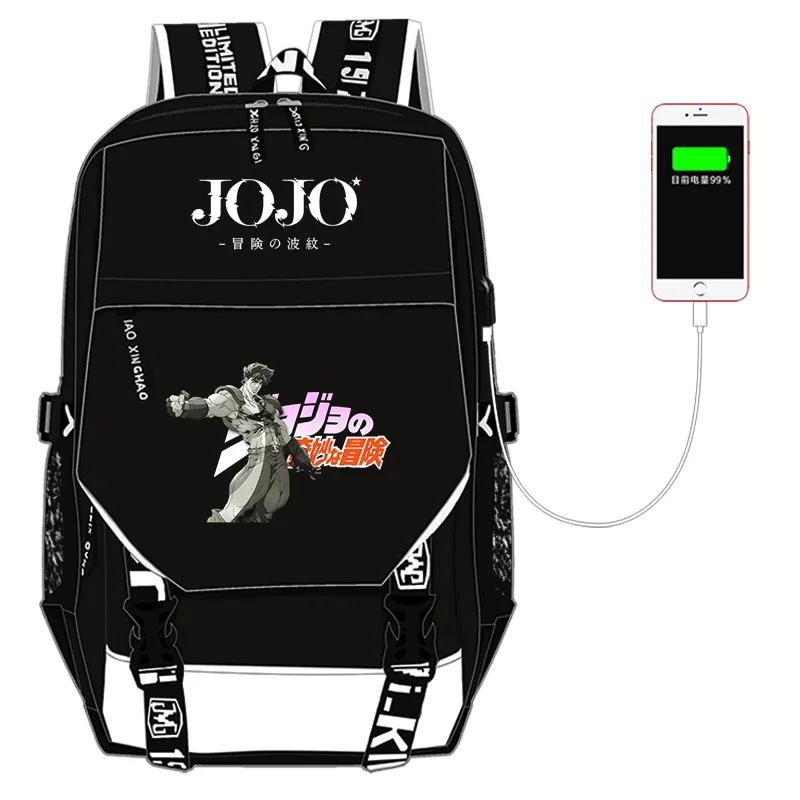 JoJo невероятное приключение Леоне abbacchio нейлон школьные рюкзаки для девочек-подростков, зарядка через usb ноутбук рюкзак из парусины школьная сумка для путешествий - Цвет: J