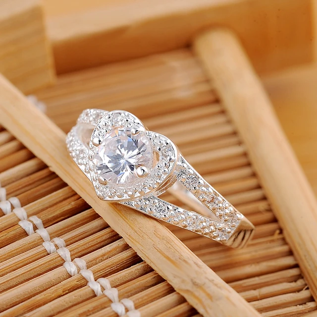 Anillo Tuscany Silver Con Diamante - Plata De Ley 925 Bañada En Rodio - Talla 9 - Joyería Ética Y Reciclada