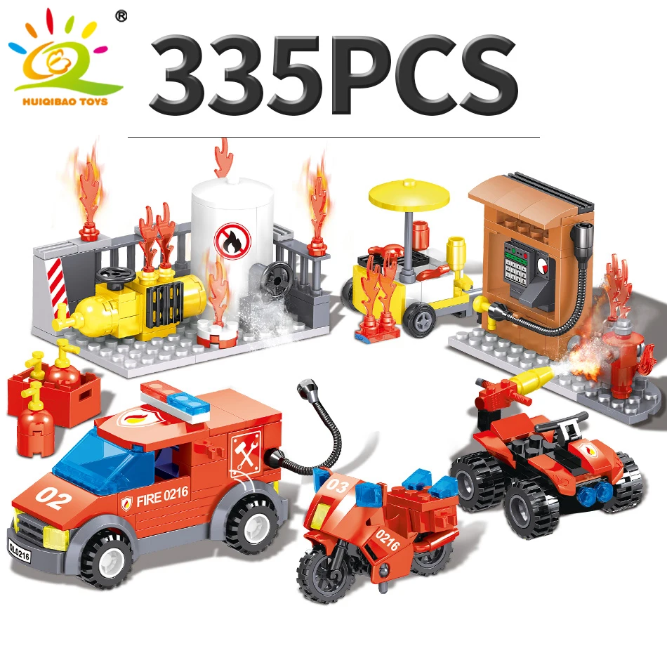 Дешево 335 шт. пожарная станция строительные блоки Legoingly городской пожарный грузовик мото пожарная безопасность дрель комната Кирпичи игрушки Дети ...