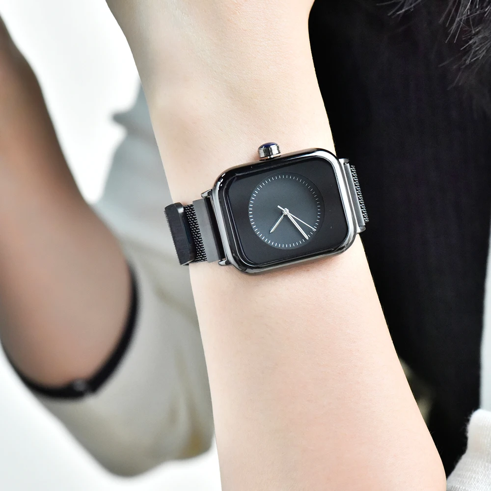 Элегантные женские часы кварцевые магнитные Миланский сетчатый ремешок модные