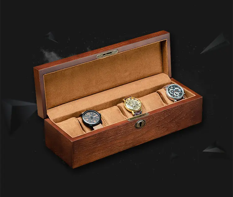MEI 6 слотов деревянная коробка для хранения часов с замком модные часы дисплей Подарочный чехол с ключом Мужская Механическая коробка для наручных часов W043