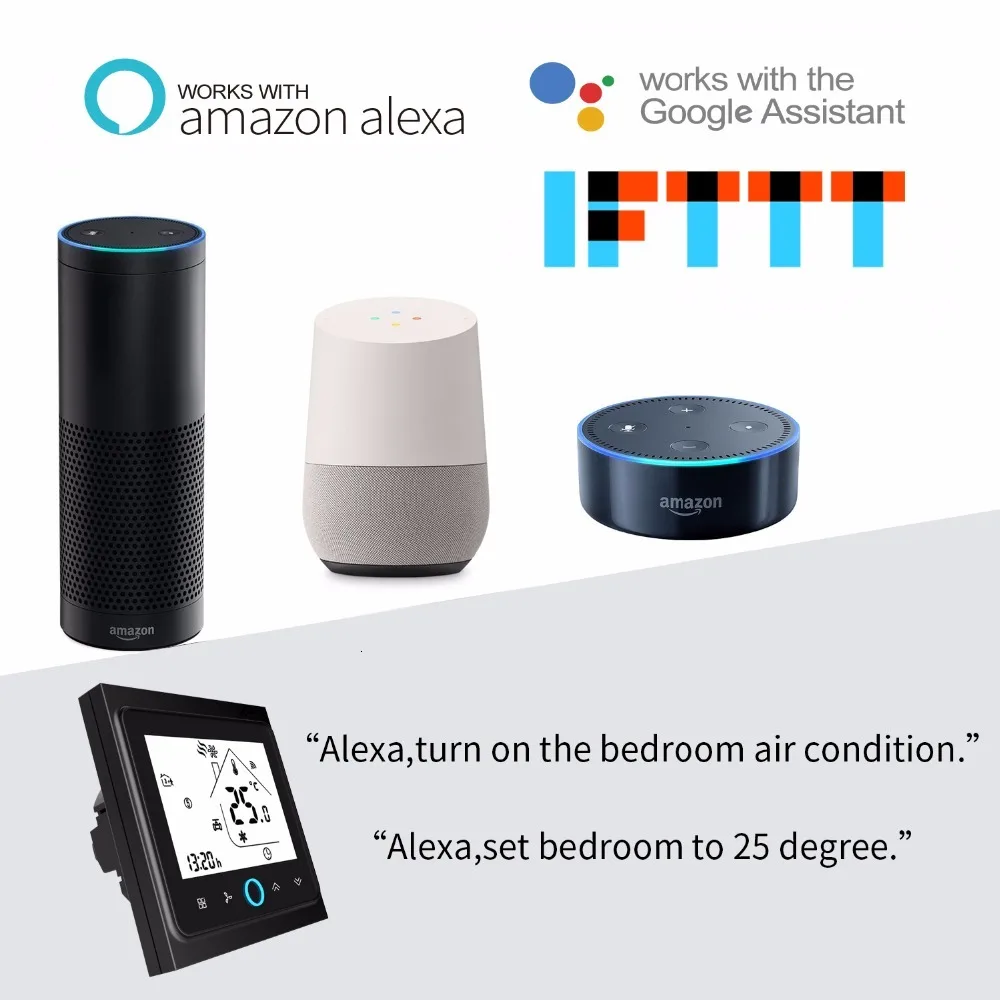 WiFi термостат контроль температуры ЖК сенсорный экран подсветка для водяного пола системы отопления работает с Alexa Google Home 3A