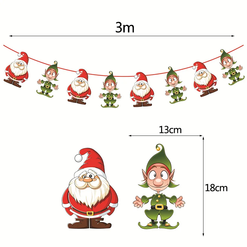 3m отличный подарок на Рождество декоративная Растяжка с Санта-Клаусом олени бумажный флаг вечерние гирлянда баннер из ткани для флагов для веселого Рождества Декор для дома - Цвет: G07