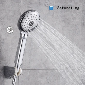 

High Pressure Handheld Shower Head With 60" Long Flexible Hose and Adjustable Bracket 2 Spray Setting Rainfall Faucet Kit Self