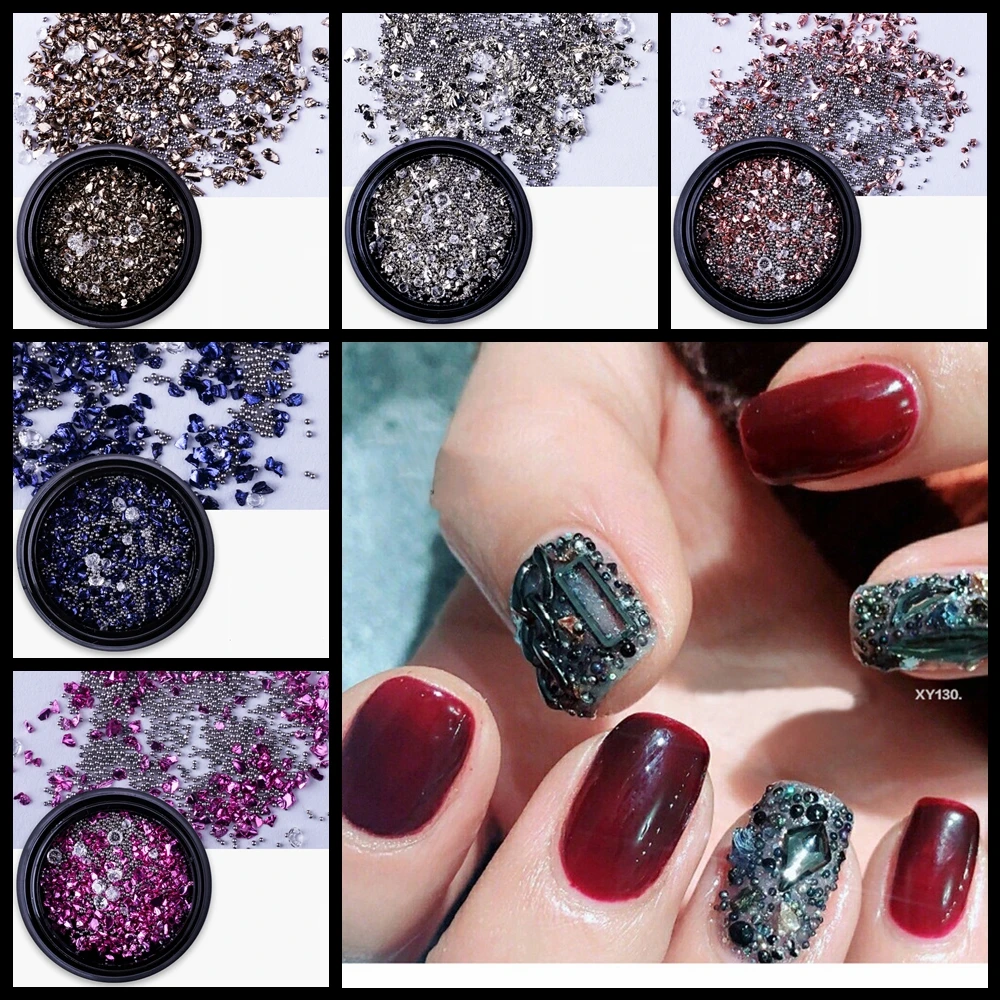 1 Box Colorful Rock Nail Art Decoration Mix Metal Beads Rhinestone For Nails  3D Crystal Stones DIY Design Manicure Diamonds|Rhinestones & Decorations| -  AliExpress