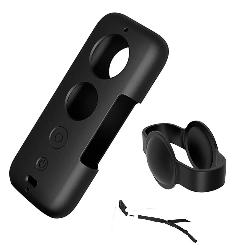 

3 in 1 Camera Lens and Body Silicone Case Protector Cover with Lanyard and 1/4 screw for Insta360 One X Accessories