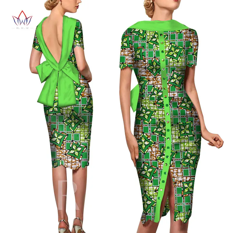 Мода африканские платья для женщин Vestido печать фабричные Изделия элегантная одежда в африканском стиле открытая спина африканская одежда brw WY5676