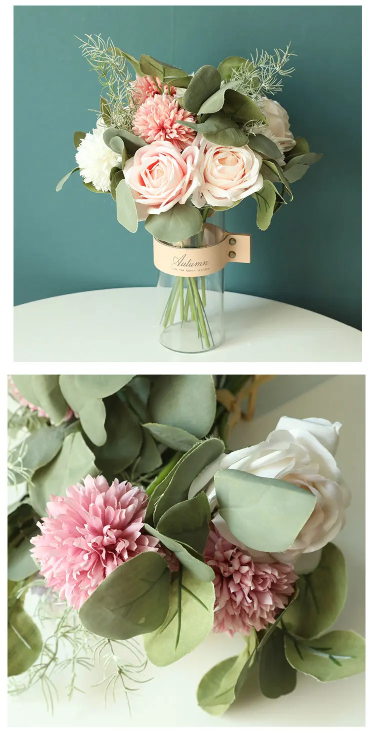 JAROWN Artificial Roses Bouquet Simulation Plants Fake Flowers Wedding Bridesmaids Holding Flowers Home Decorations (18)