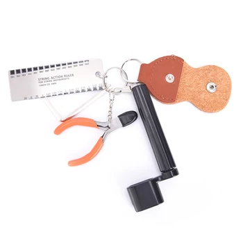 

IRIN Setup String Winder Bridge Pin Peg Puller String Action Ruler String Cutter Pick Case Guitar Accessories Kit Tool Set