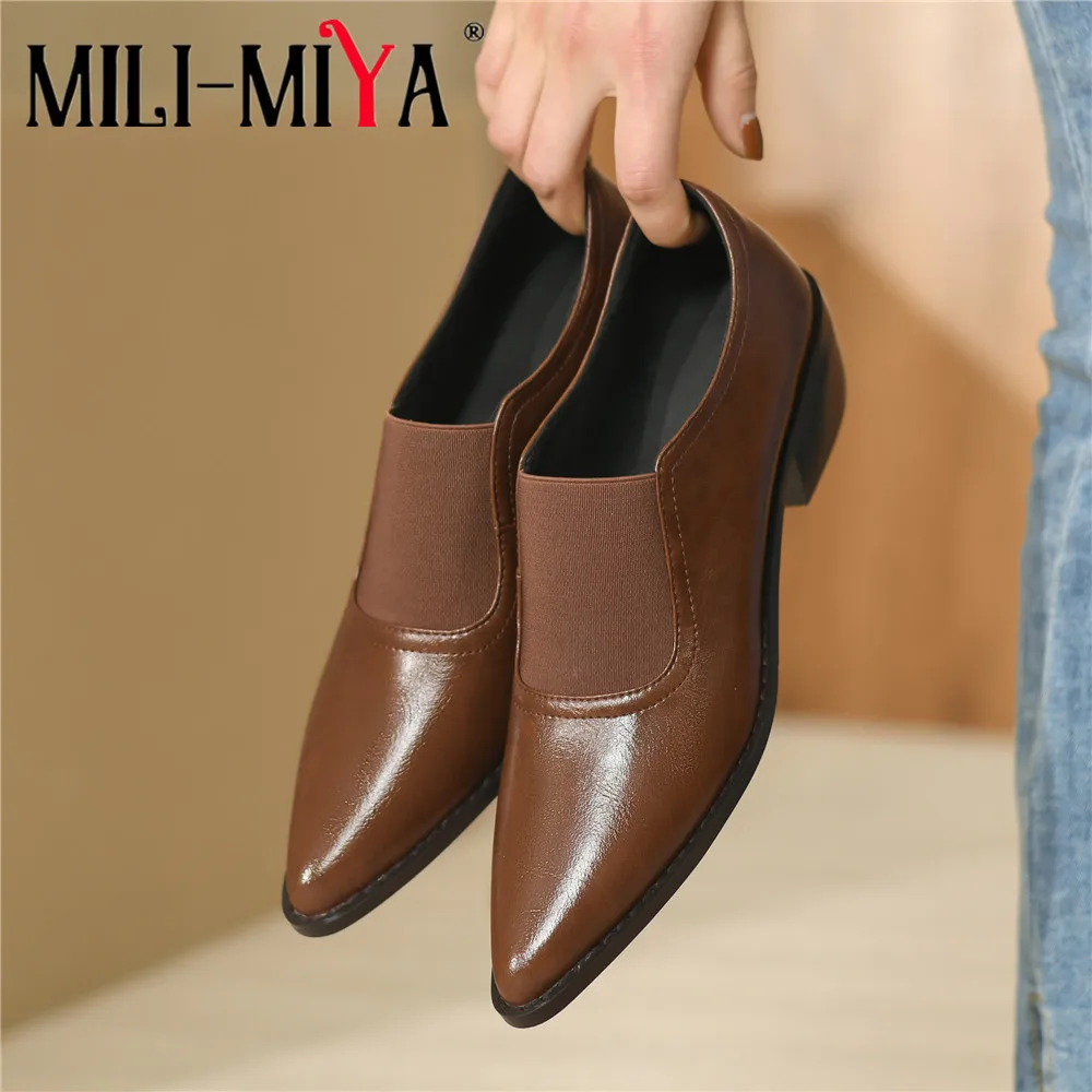 

MILI-MIYA Fashion Toe Plus Size 34-43 Women Pumps Square Heels Slip On Solid Color Spring Autumn Shoes Handmade For Ladies