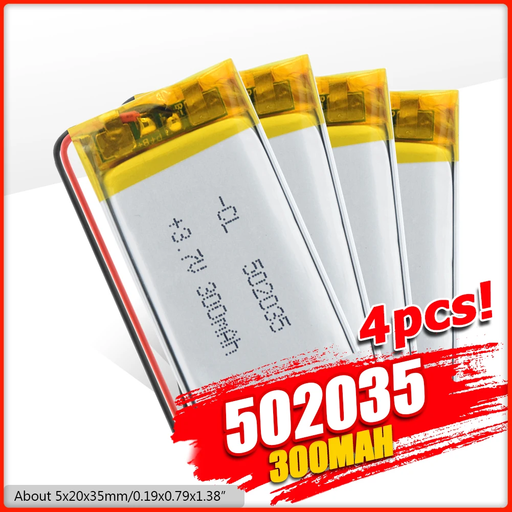 Поставка литиевая батарея полимерная аккумуляторная 502035 300mAh 3 7 V для MP3 MP4 MP5 GPS PSP MID