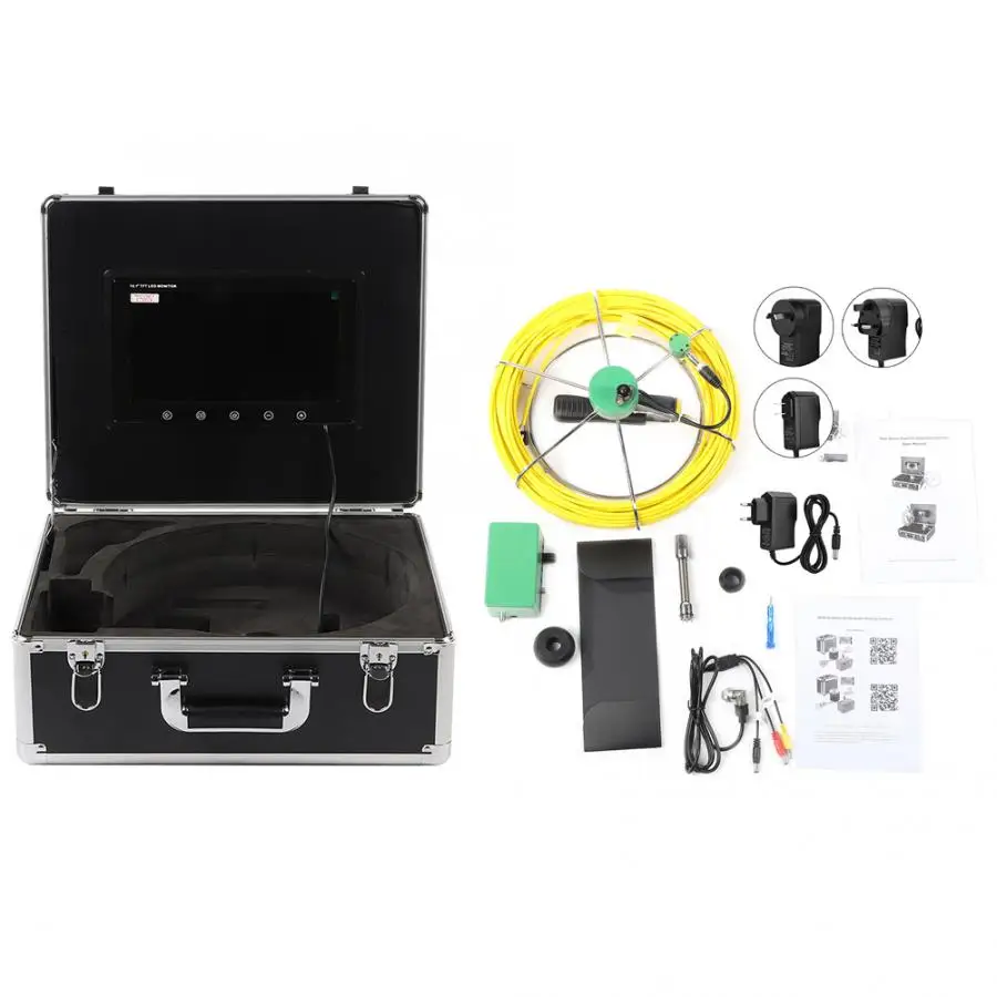 

Camara Pipe Inspection WiFi Video Camera 10" LCD 8LED 30M Cable Sewer Inspection System 100-240V Endoscope Camera