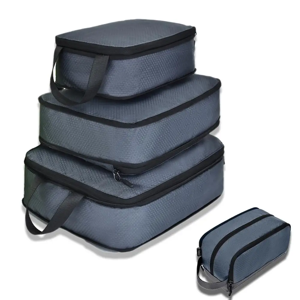 4pcs Gray Soperwillton упаковочные кубики, сумка для туалетных принадлежностей для путешествий, комплект допп, багажная сумка-Органайзер, компрессионная нейлоновая упаковочная сумка - Цвет: 4pcs Gray