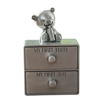 

2 Layers Drawer Type Baby Teeth Box Kids Gift Home Zinc Alloy Collection Accessories Storage Case Curl Safe Organizer