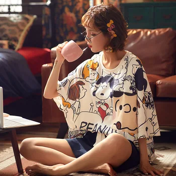 

GOGONI Printed Cartoon Clothes For Women Pajama Sets Women Sleepwear Sets Fashion Printing Clothes For Women Sets Sweet