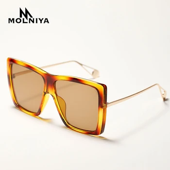 

Retro Leopard Big Square Sunglasses Men Tony Stark Sun Glasses Luxury Brand Designer Steampunk Sunglasses Black Sunglass Women