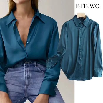 

BTB.WO Za 2020 New Withered Autumn Blouse Women England Style Office Lady Fashion Casual Poplin Roupas Femininas Shirts Tops
