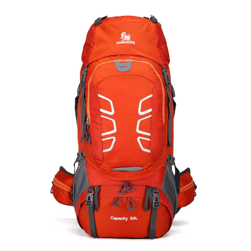 Большой емкости 60L походный рюкзак с алюминиевой поддержкой светоотражающий альпинистский треккинг рюкзак для мужчин и женщин Дорожные сумки - Цвет: Orange