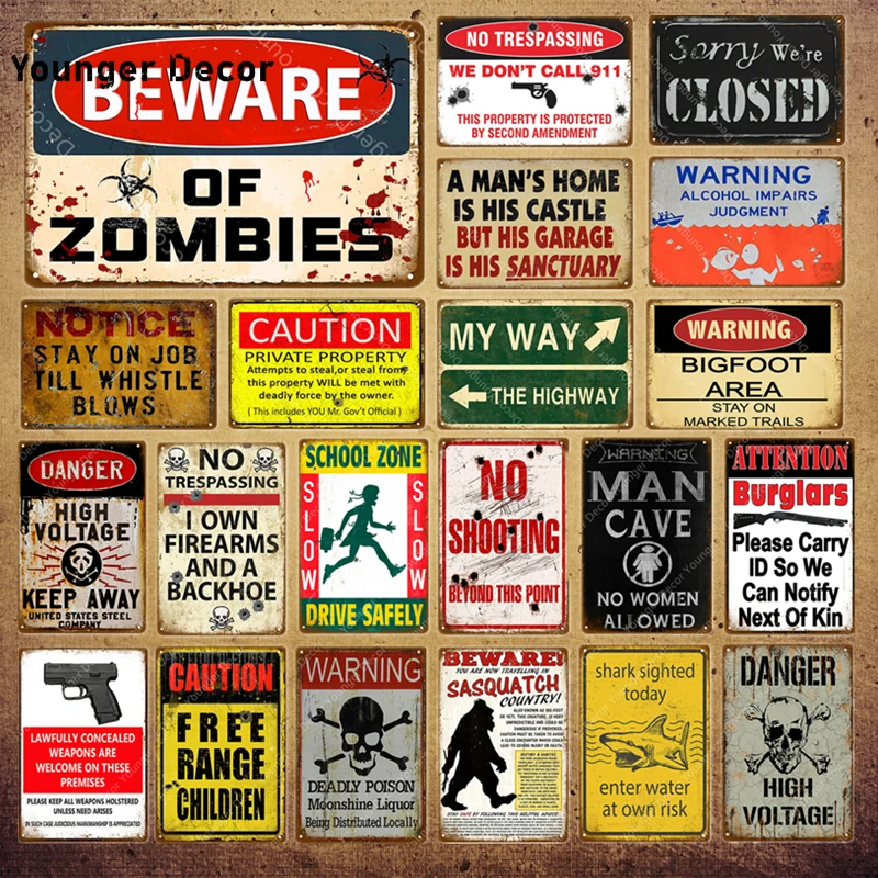 METAL SIGN WALL PLAQUE WARNING BOY CAVE ENTER AT YOUR OWN RISK door poster art