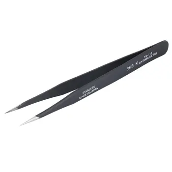 

Professional Non Magnetic Anti Static Fine Tip Straight Tweezer Tool Stainless Steel Useful Repair Tool Black