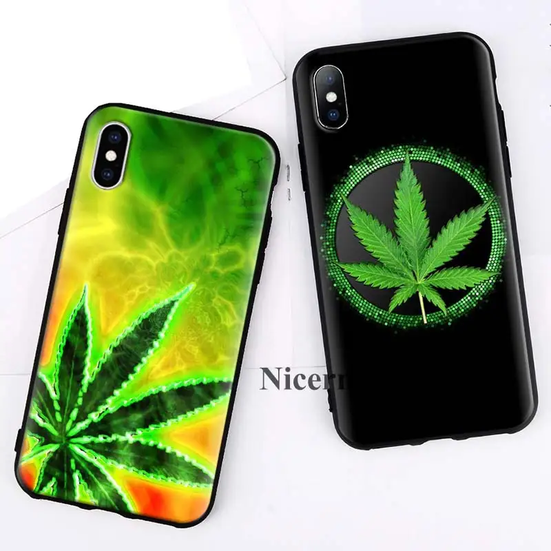 Силиконовый чехол для iPhone X XS XR XSMax 7 8 6 6S 5C 5E 5S 5 плюс 8+ 7+ 6+ 6S+ iPhone 11 Pro Max лист конопли