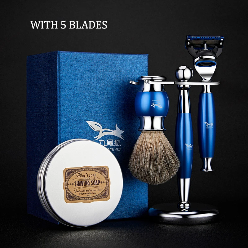 Razor set style B Мужская Ручная Безопасная бритва с двойным лезвием, бритва с пятислойным лезвием, бритвенная щетка, бритвенное мыло с вешалкой для бритвы - Цвет: Razor set style B