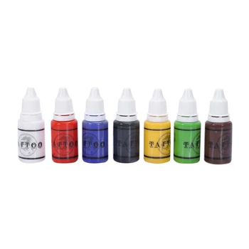 

7 Color Tattoo Painless Small Tattoo Pigment Plant Easy To Paint Set Tattoo Template Pigment Tattoo Supplies 15Ml