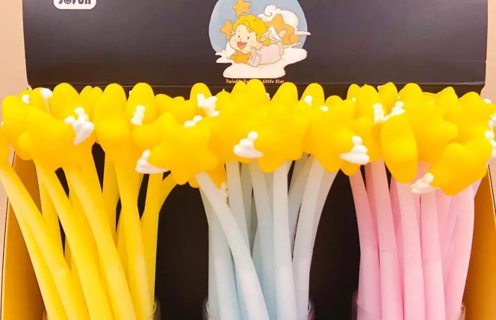 korea creative angel star gel pen cute cartoon school gift student gel ink pen office black writing pen promotion pen 48pc/lot