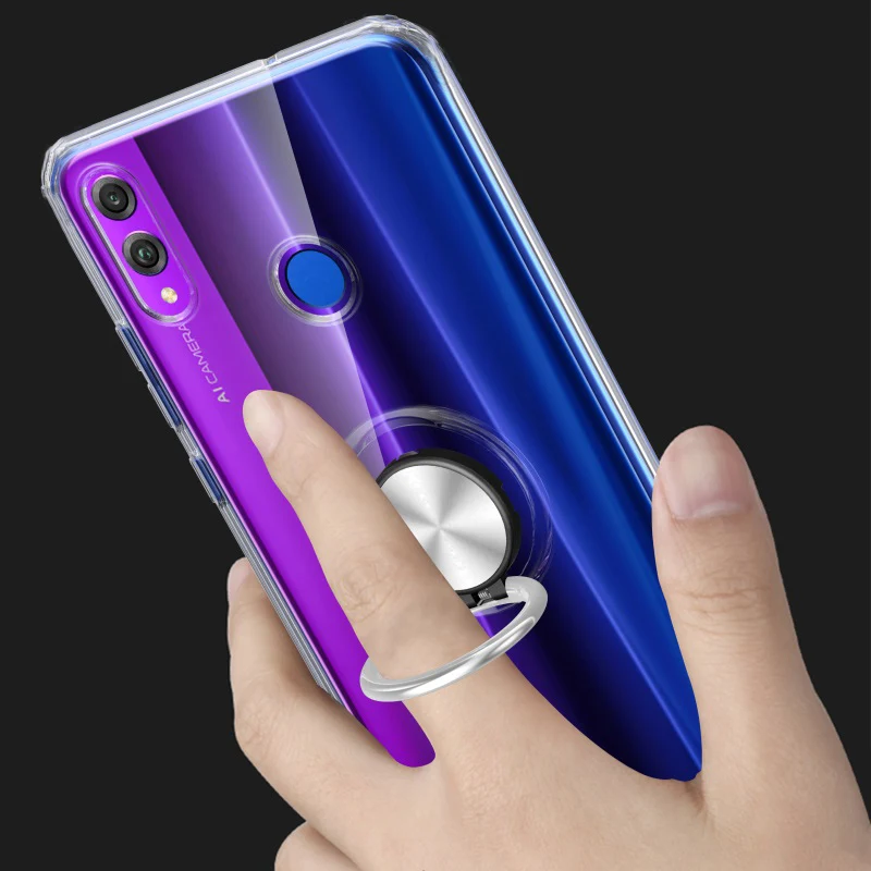 Чехол для телефона s для huawei honor 8X, чехол, Прозрачная мягкая силиконовая защита из ТПУ, магнитное кольцо, задняя крышка для honor 8X, чехол