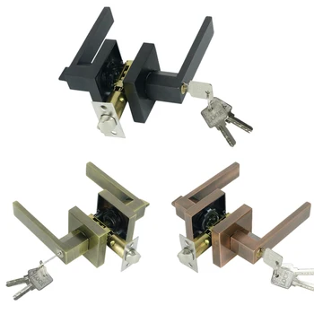 

Door Handle Door Handle Lock Square Channel Privacy Mask Interior Bedroom Room Bathroom Three-Bar Spherical Lock-Black