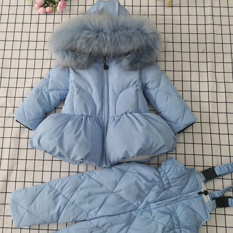 Г. Зимняя куртка с капюшоном и натуральным мехом для младенцев куртки для младенцев комбинезон+ пальто, зимний костюм однотонный пуховик для девочек зимняя одежда, верхняя одежда