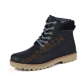 

Autumn And Winter Martin boots men's work fashion retro casual boots lace brand designer handmade men PU 2018 motorcycle boots