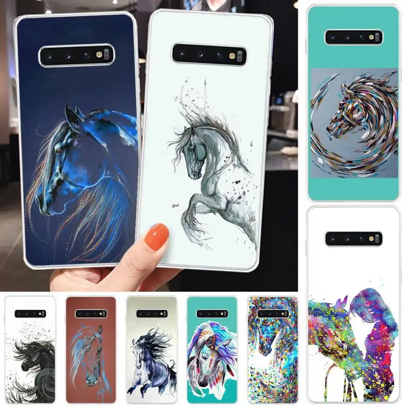 Чехол для телефона с изображением лошади и бега прозрачный чехол Samsung S10 Plus E(lite) S6